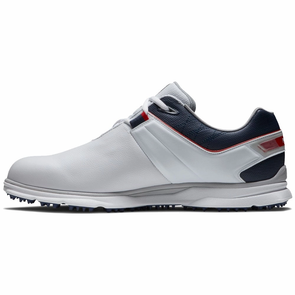 FootJoy Pro SL Waterproof Spikeless Shoes - White/Navy/Red Pro Golf Traction