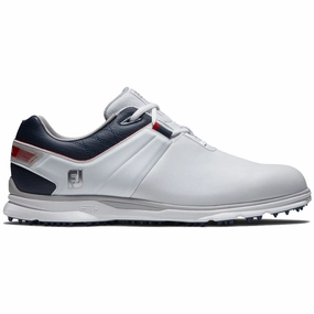 FootJoy Pro SL Waterproof Spikeless Shoes - White/Navy/Red Footjoy golf footwear