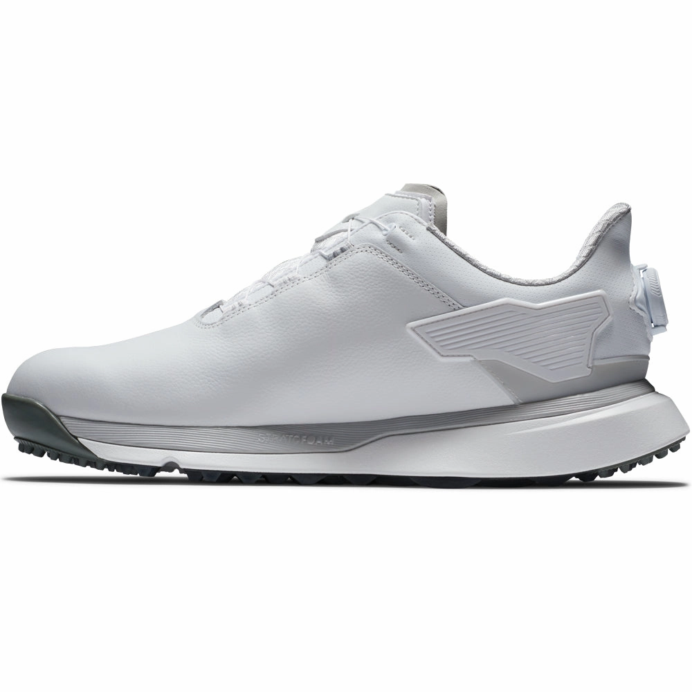 FootJoy Pro SLX BOA Spikeless Waterproof Shoes - White/White/Grey Pro Golf Traction