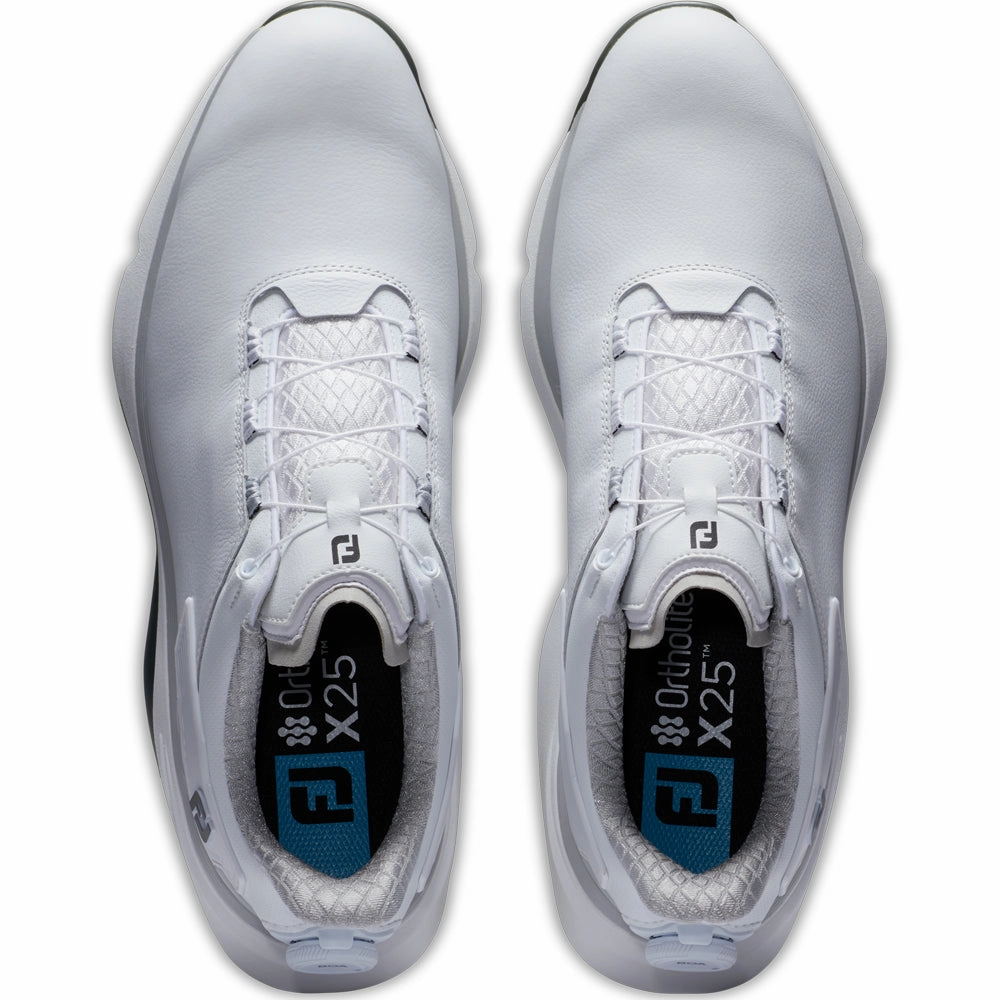 FootJoy Pro SLX BOA Spikeless Waterproof Shoes - White/White/Grey Pro Golf Traction