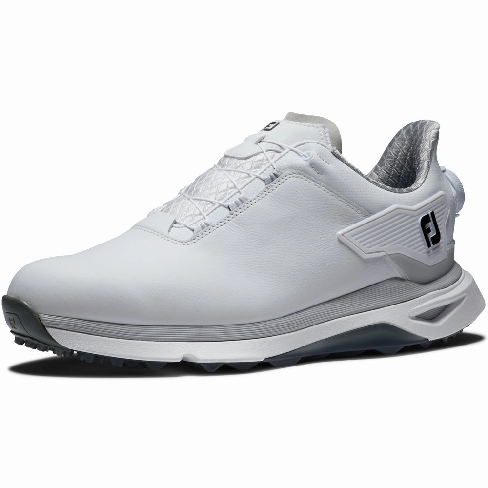 FootJoy Pro SLX BOA Spikeless Waterproof Shoes - White/White/Grey Pro Golf Traction