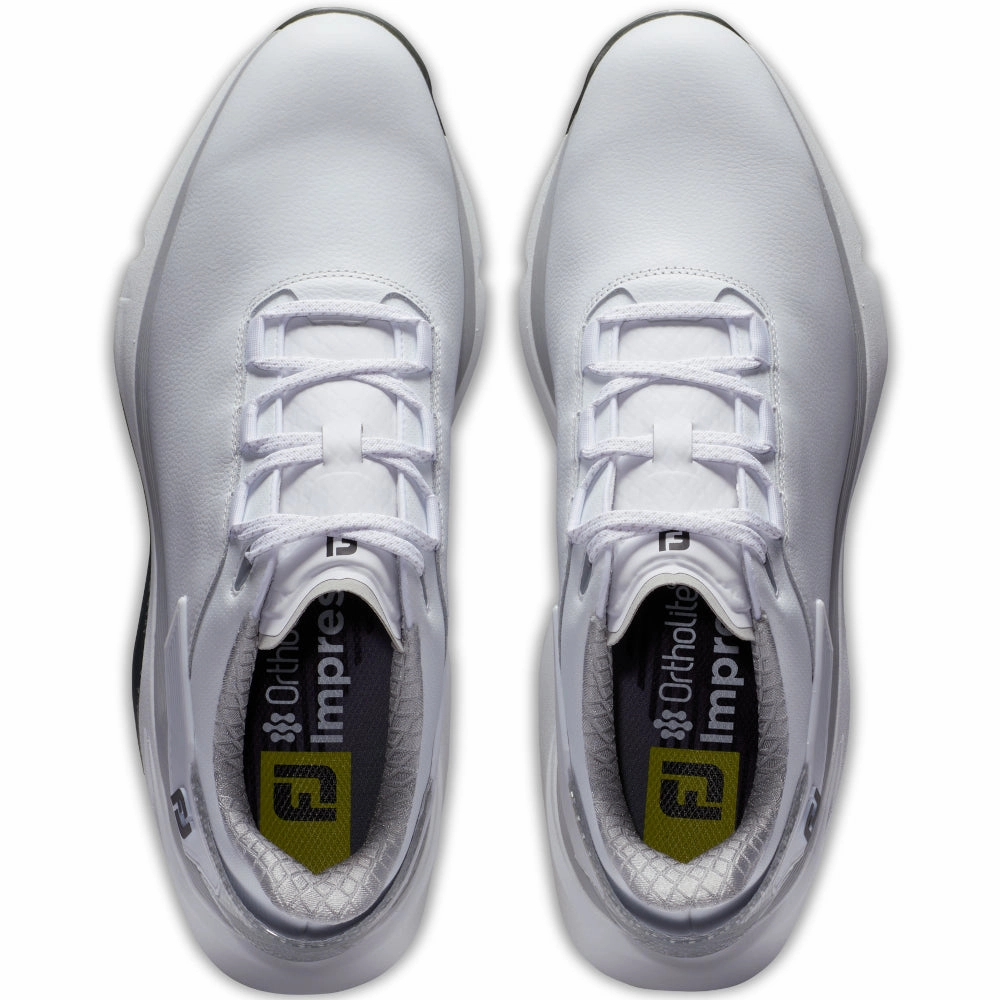 FootJoy PRO SLX Carbon Spikeless Waterproof Shoes - White/White/Grey Pro Golf Traction