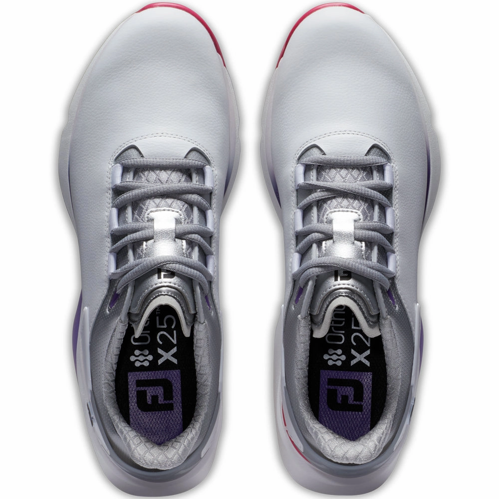 FootJoy Pro SLX Ladies Spikeless Waterproof Shoes - White/Silver/Multi Pro Golf Traction