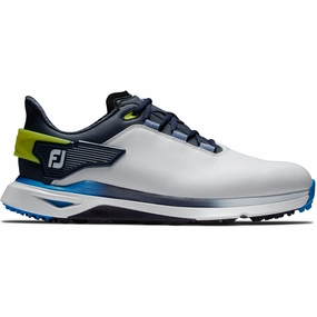 FootJoy Pro SLX Spikeless Waterproof Shoes - White/Navy/Blue Footjoy golf footwear