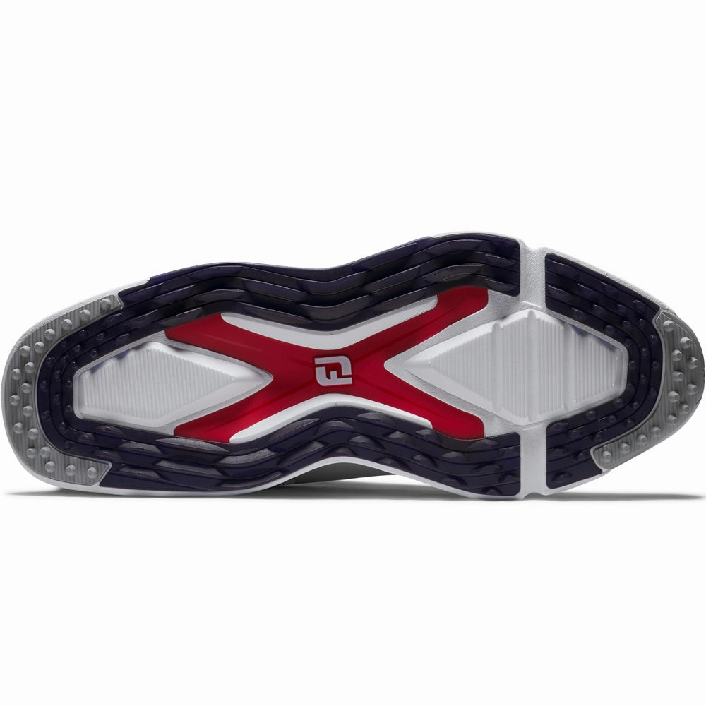 FootJoy PRO SLX Spikeless Waterproof Shoes - White/Navy/Red Pro Golf Traction