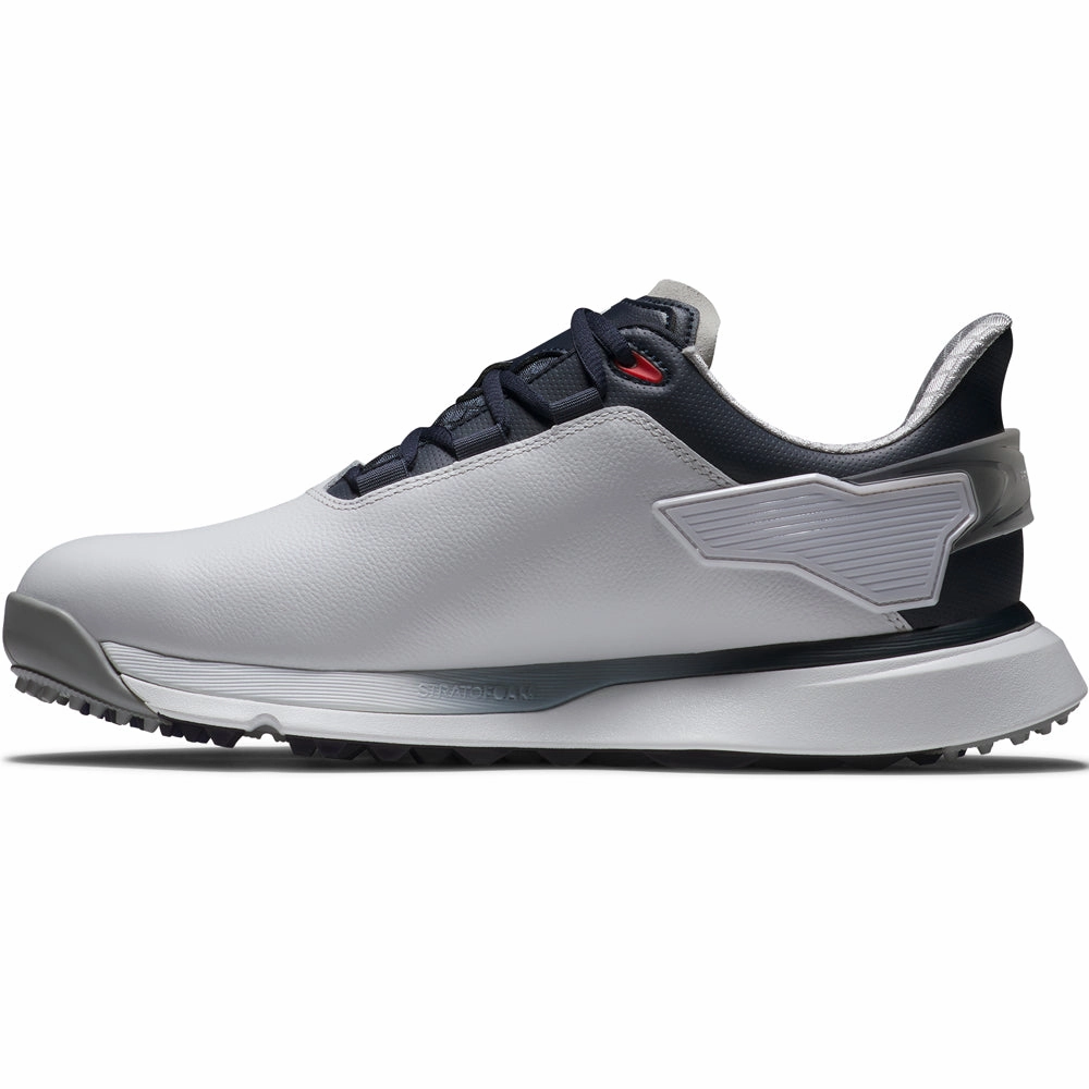 FootJoy PRO SLX Spikeless Waterproof Shoes - White/Navy/Red Pro Golf Traction