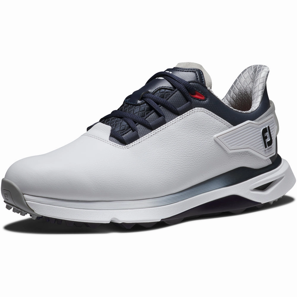 FootJoy PRO SLX Spikeless Waterproof Shoes - White/Navy/Red Pro Golf Traction