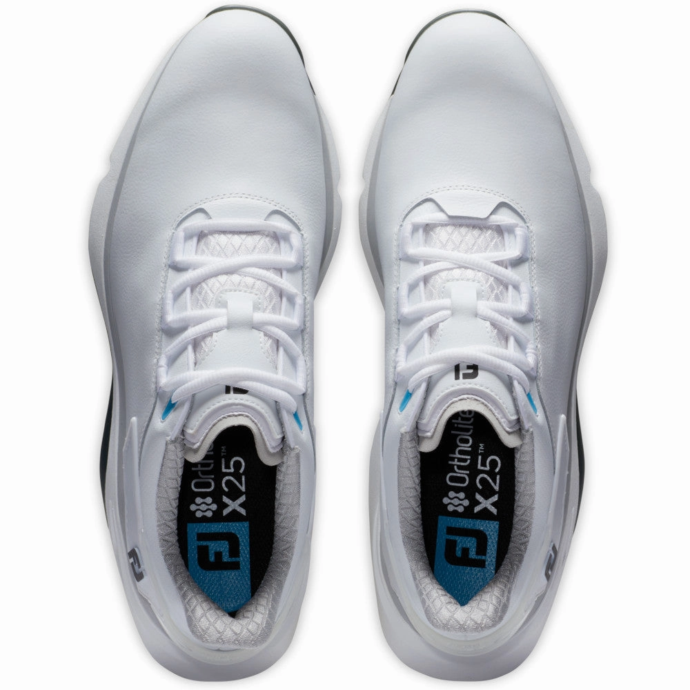 FootJoy Pro SLX Spikeless Waterproof Shoes - White/White/Grey Pro Golf Traction