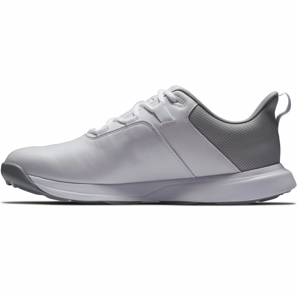 FootJoy ProLite Spikeless Waterproof Shoes - White/Grey Pro Golf Traction