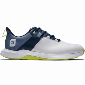 FootJoy ProLite Spikeless Waterproof Shoes - White/Navy/Lime Footjoy golf footwear