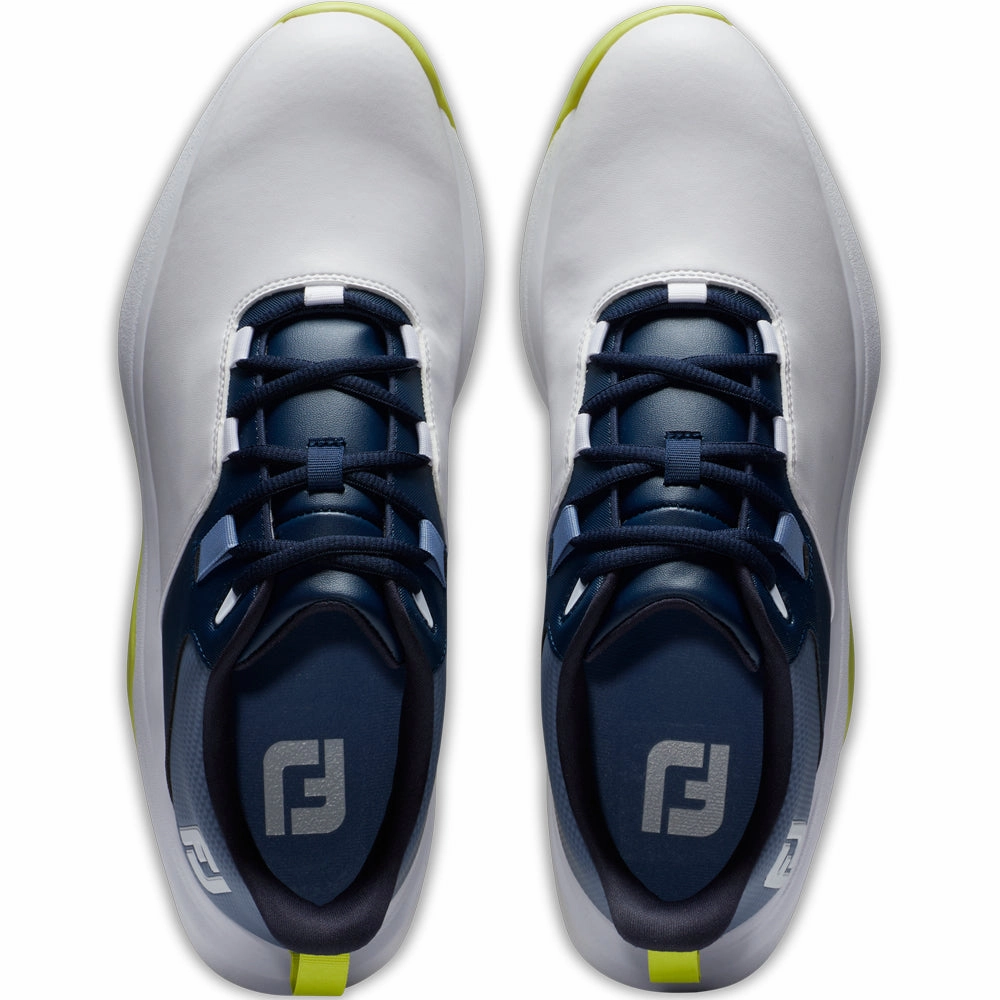 FootJoy ProLite Spikeless Waterproof Shoes - White/Navy/Lime Pro Golf Traction