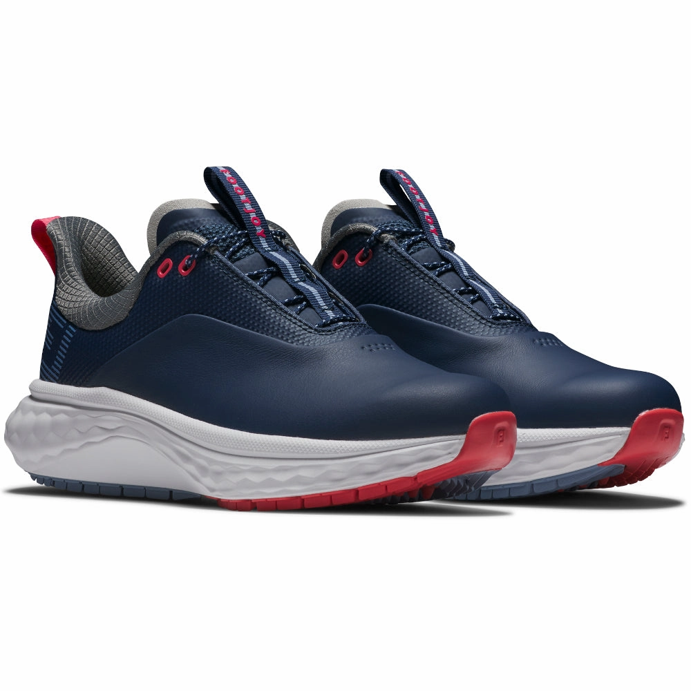 FootJoy Quantum Ladies Spikeless Waterproof Shoes - Navy/White/Pink Pro Golf Traction
