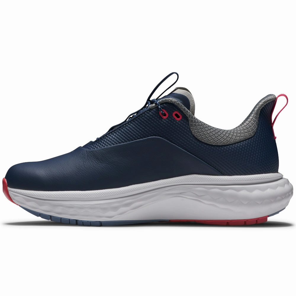 FootJoy Quantum Ladies Spikeless Waterproof Shoes - Navy/White/Pink Pro Golf Traction