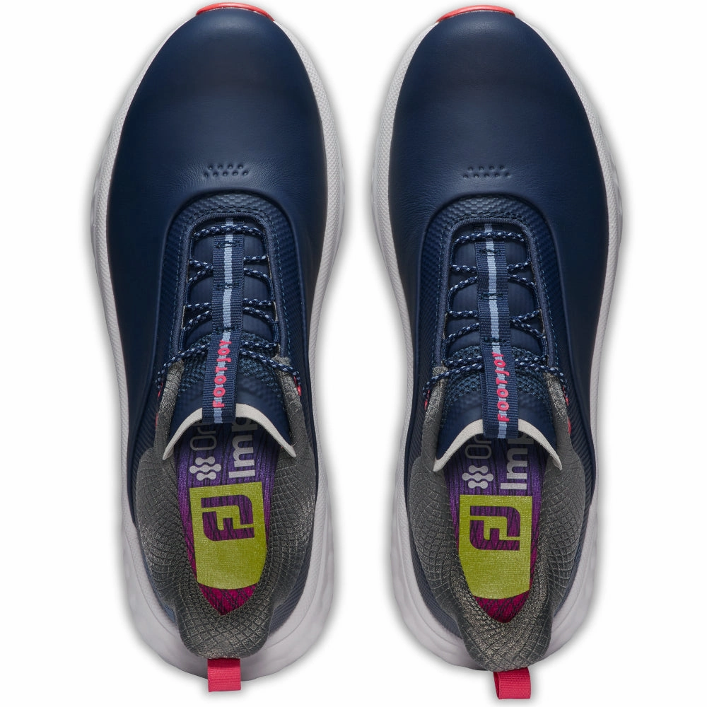 FootJoy Quantum Ladies Spikeless Waterproof Shoes - Navy/White/Pink Pro Golf Traction