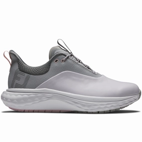 FootJoy Quantum Ladies Spikeless Waterproof Shoes - White/Grey/Pink Footjoy golf footwear