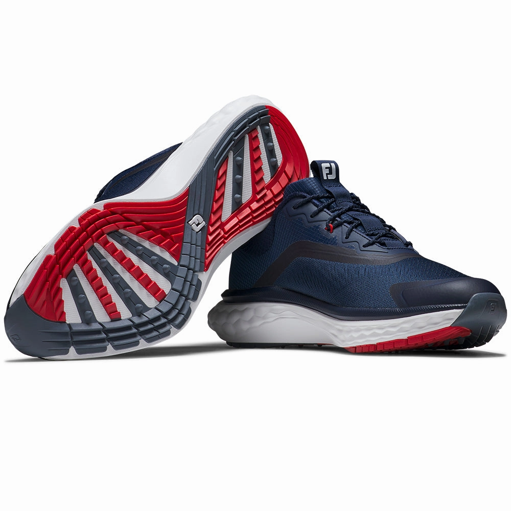 FootJoy Quantum Ltd Edition Spikeless Waterproof Shoes - Navy/White/Red Pro Golf Traction