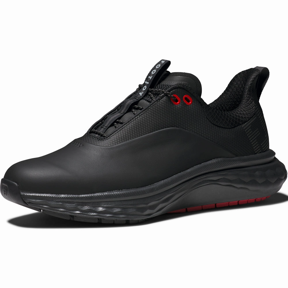 FootJoy Quantum Spikeless Shoes - Black/Grey/Red Pro Golf Traction