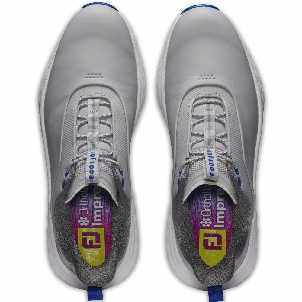 FootJoy Quantum Spikeless Waterproof Shoes - Grey/White/Blue Pro Golf Traction