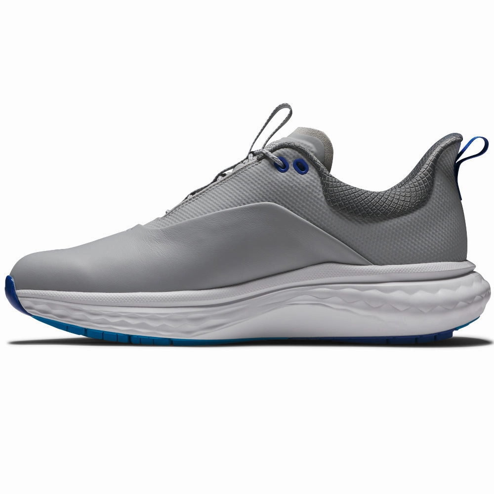FootJoy Quantum Spikeless Waterproof Shoes - Grey/White/Blue Pro Golf Traction
