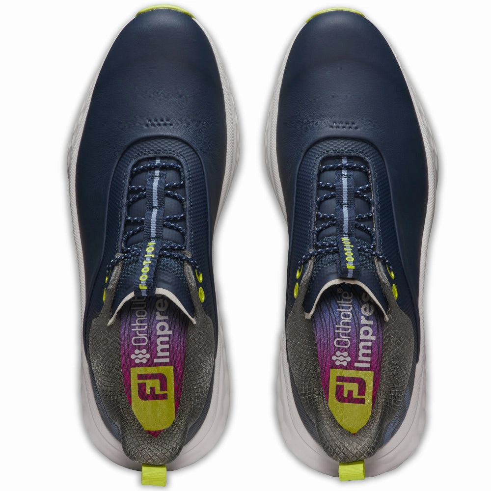 FootJoy Quantum Spikeless Waterproof Shoes - Navy/White/Lime Pro Golf Traction