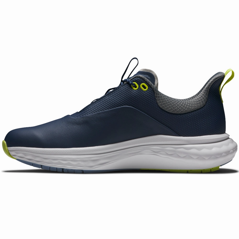 FootJoy Quantum Spikeless Waterproof Shoes - Navy/White/Lime Pro Golf Traction