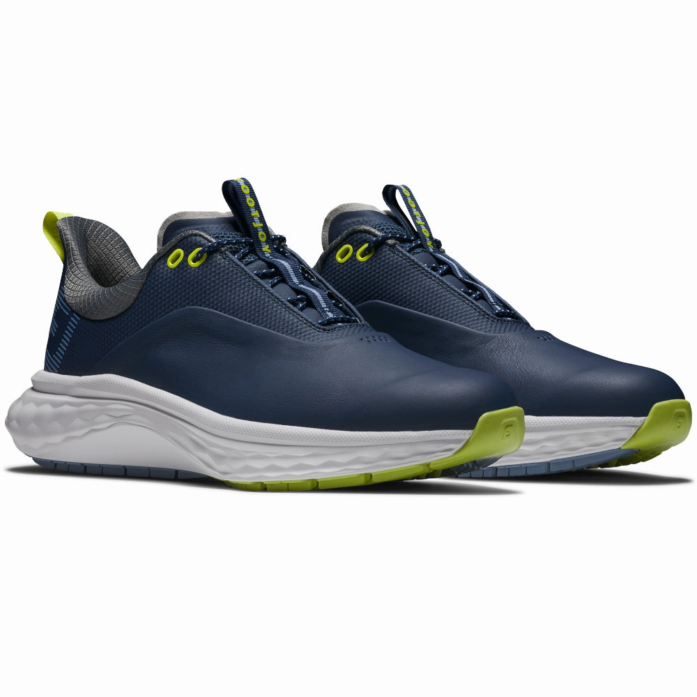 FootJoy Quantum Spikeless Waterproof Shoes - Navy/White/Lime Pro Golf Traction