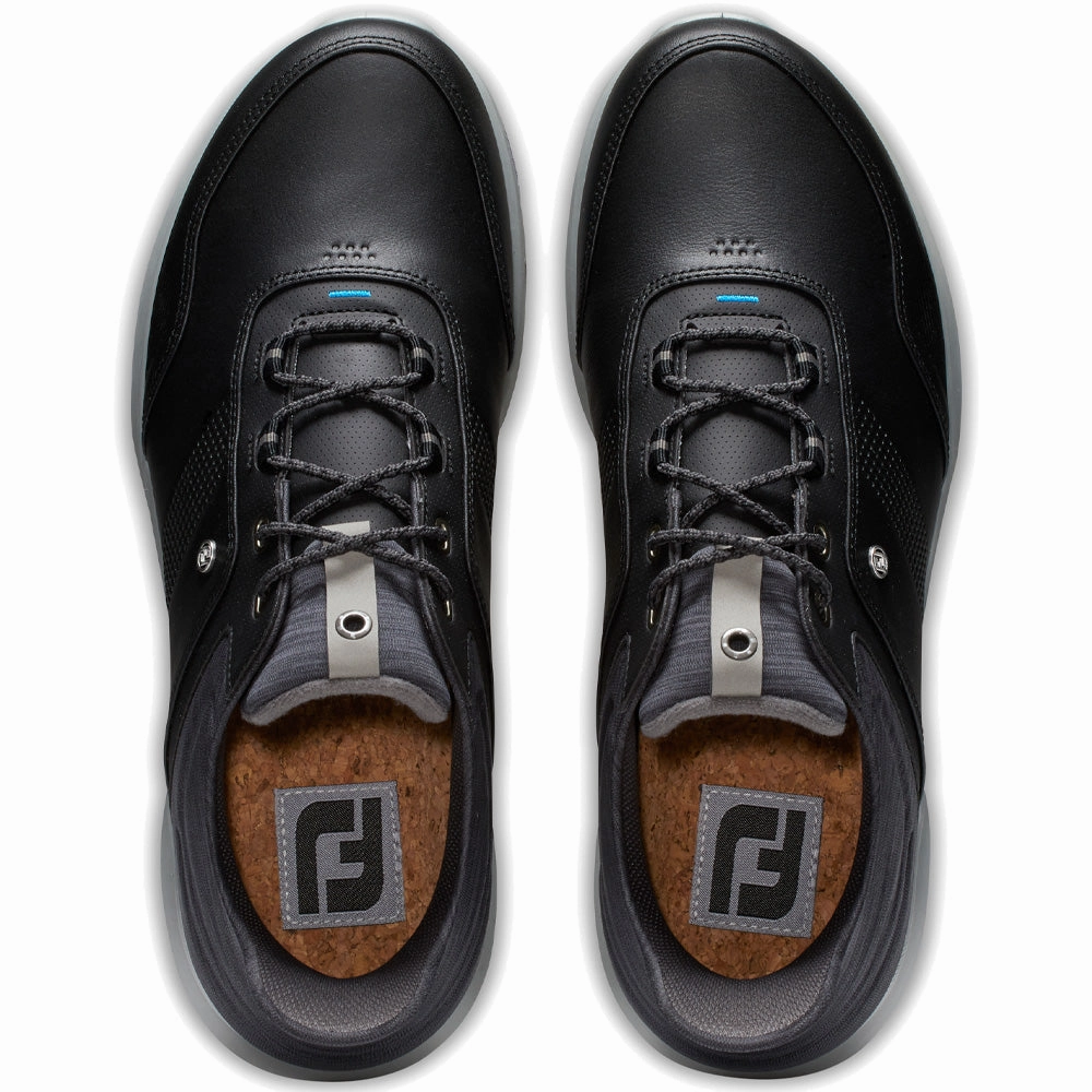 FootJoy Stratos Spikeless Waterproof Shoes - Black/Charcoal/Blue Pro Golf Traction