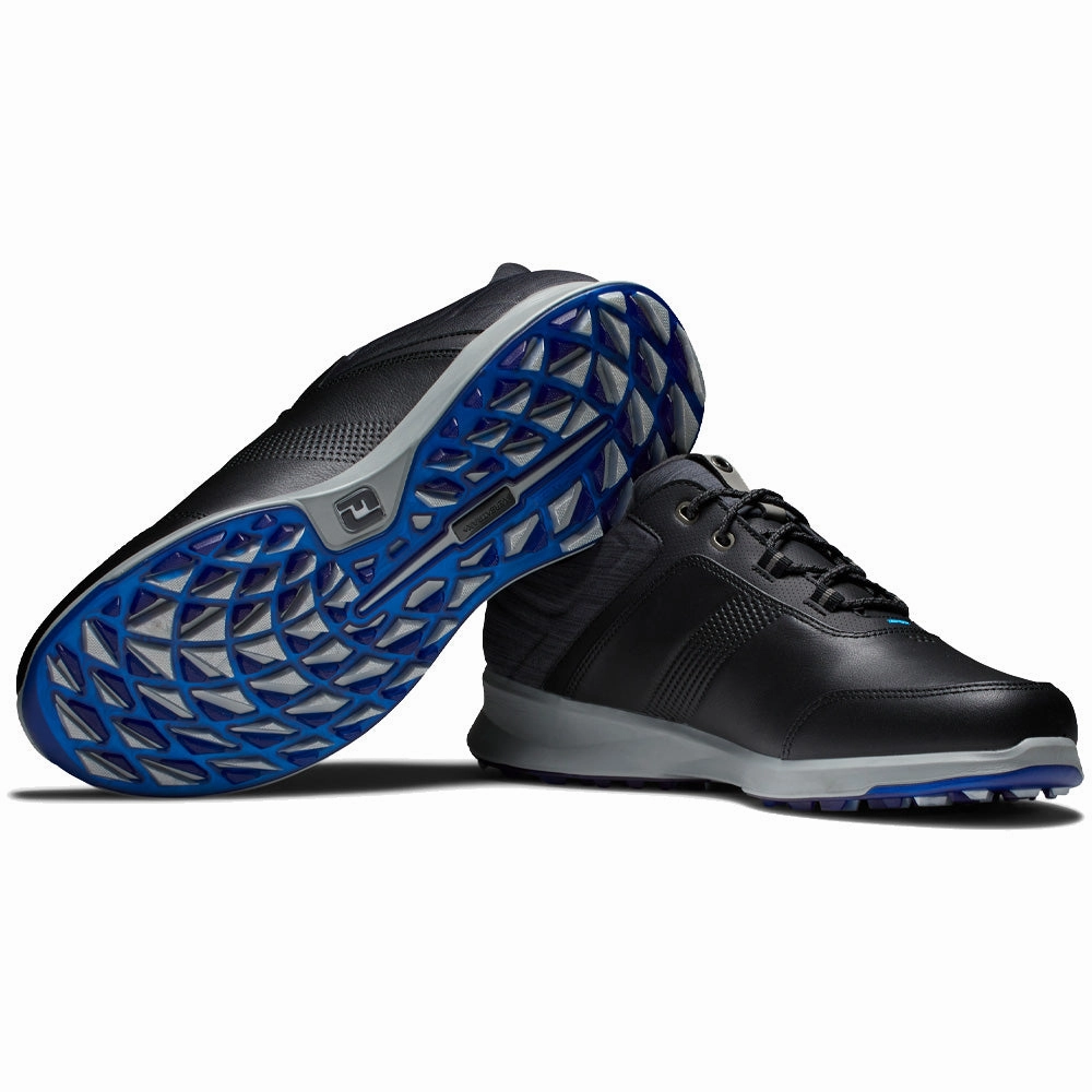 FootJoy Stratos Spikeless Waterproof Shoes - Black/Charcoal/Blue Pro Golf Traction