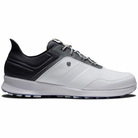 FootJoy Stratos Spikeless Waterproof Shoes - White/Charcoal/Blue Footjoy golf footwear