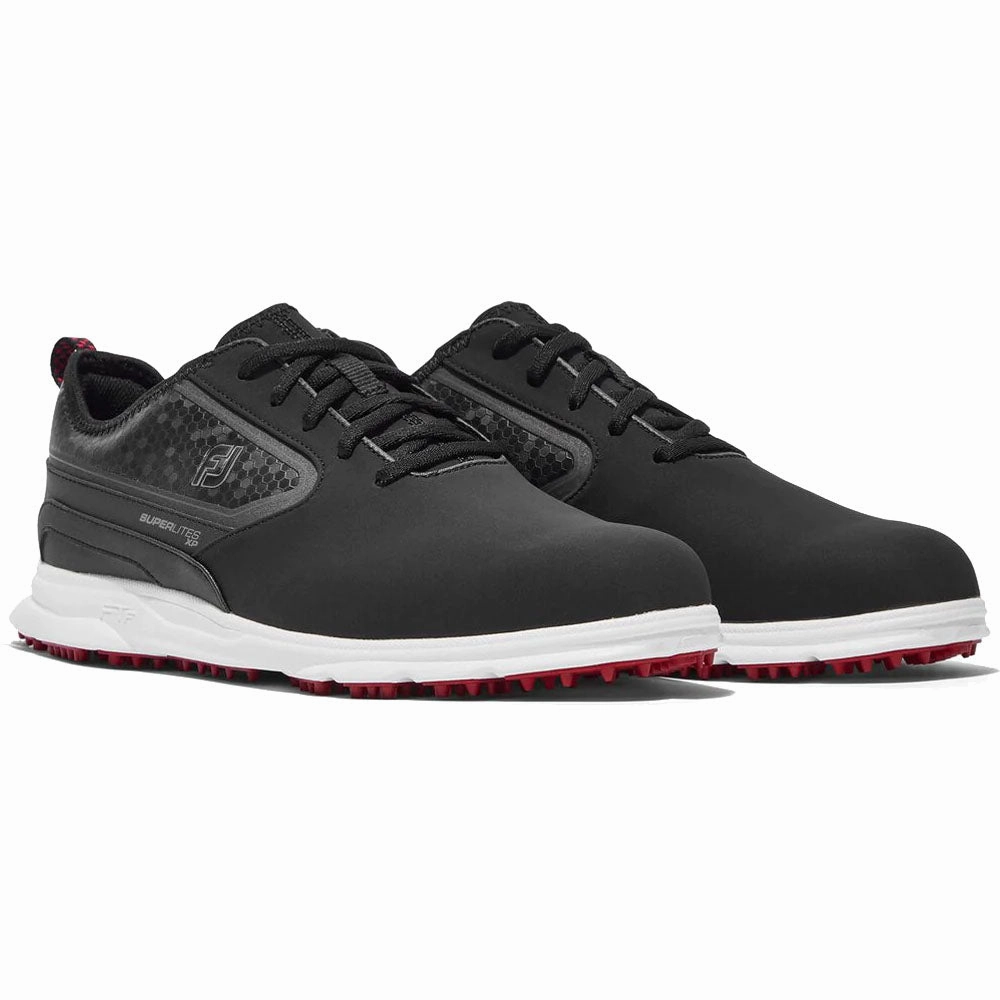 FootJoy SuperLites XP Spikeless Waterproof Shoes - Black/White/Red Pro Golf Traction