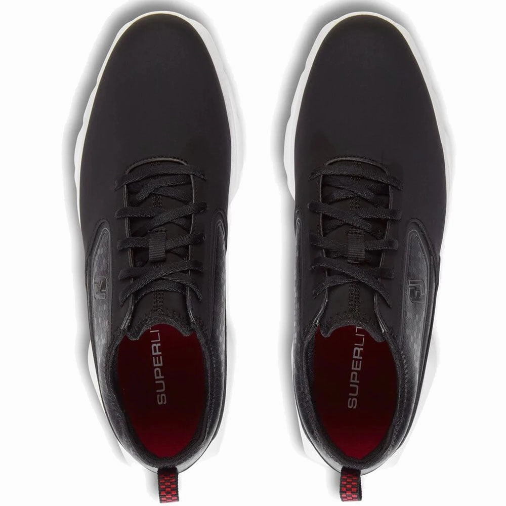 FootJoy SuperLites XP Spikeless Waterproof Shoes - Black/White/Red Pro Golf Traction
