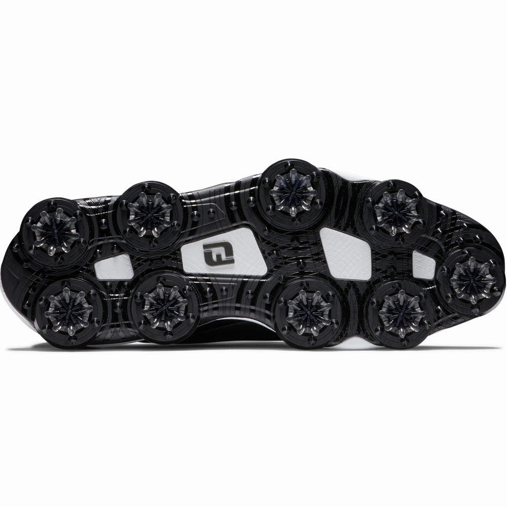 FootJoy Tour Alpha Spiked Waterproof Shoes - Black/White/Silver Pro Golf Traction