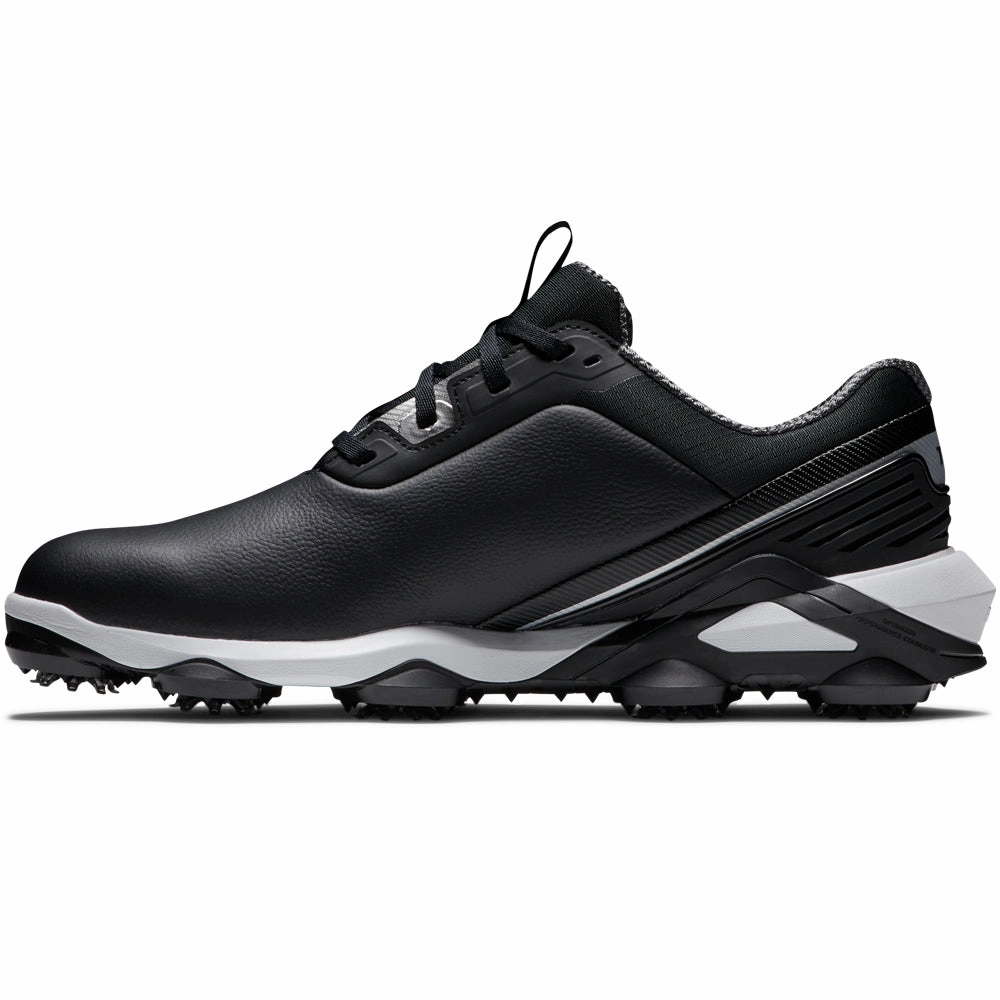 FootJoy Tour Alpha Spiked Waterproof Shoes - Black/White/Silver Pro Golf Traction