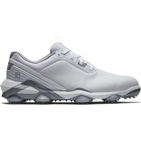 FootJoy Tour Alpha Spiked Waterproof Shoes - White/White/Silver Footjoy golf footwear
