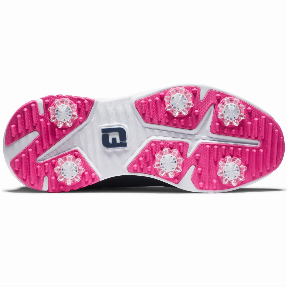 FootJoy Tour Rival Ladies Spiked Waterproof Shoes - Navy/White/Pink Pro Golf Traction
