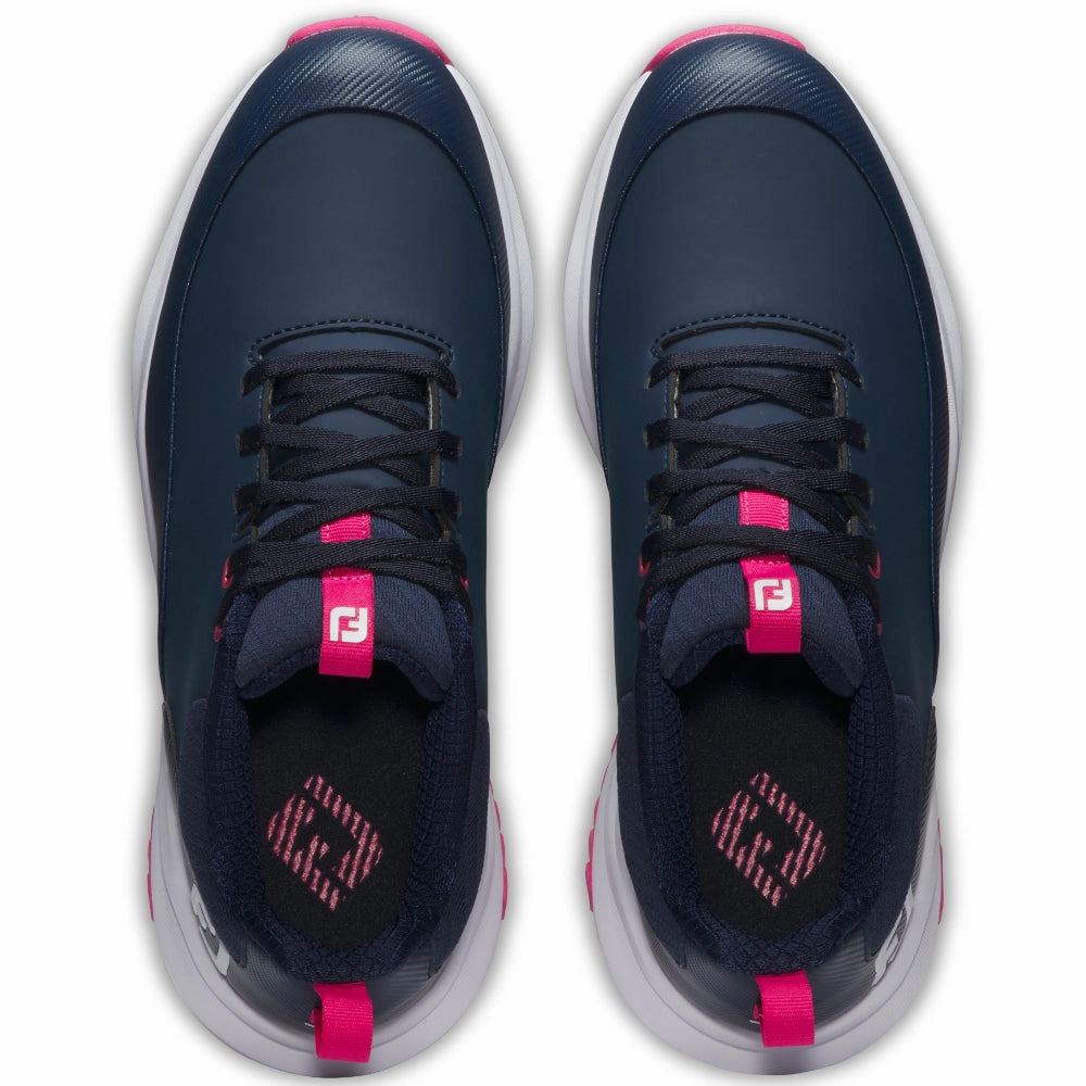 FootJoy Tour Rival Ladies Spiked Waterproof Shoes - Navy/White/Pink Pro Golf Traction