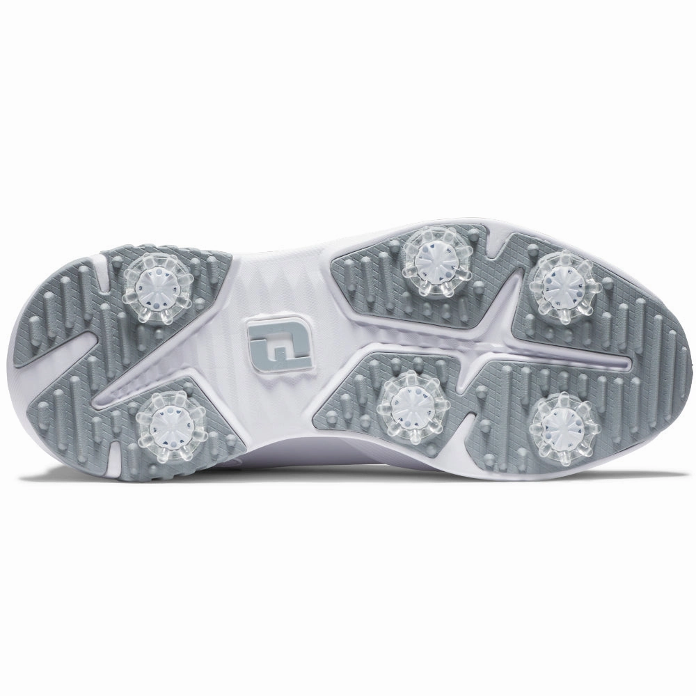 FootJoy Tour Rival Ladies Spiked Waterproof Shoes - White/White/Grey Pro Golf Traction