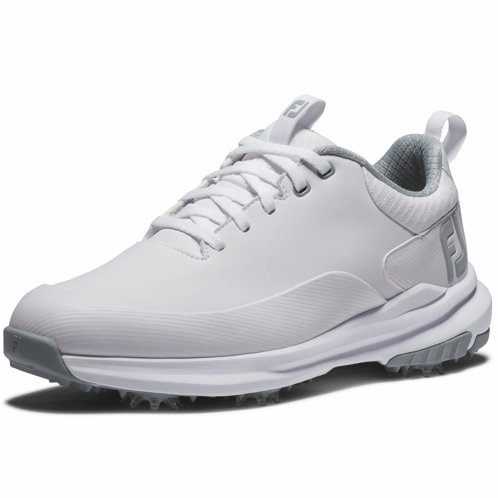 FootJoy Tour Rival Ladies Spiked Waterproof Shoes - White/White/Grey Pro Golf Traction