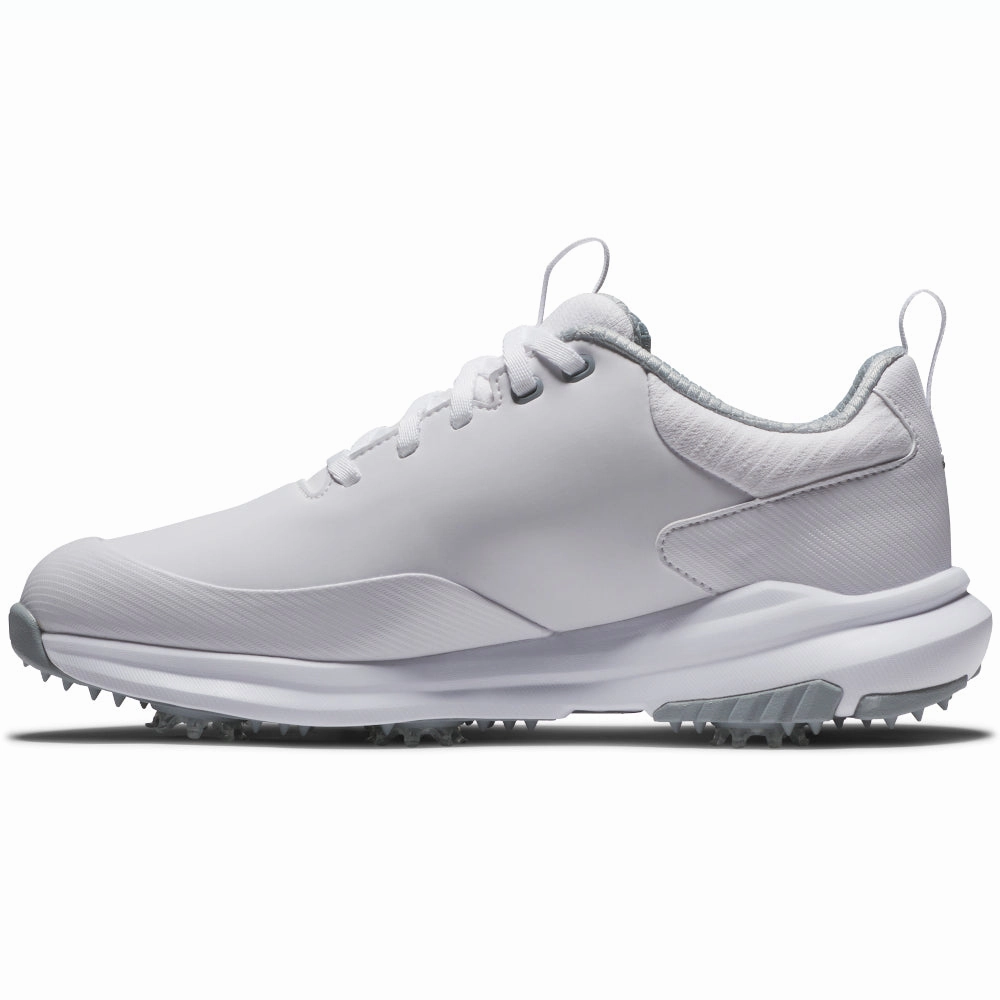 FootJoy Tour Rival Ladies Spiked Waterproof Shoes - White/White/Grey Pro Golf Traction