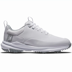 FootJoy Tour Rival Ladies Spiked Waterproof Shoes - White/White/Grey Footjoy golf footwear