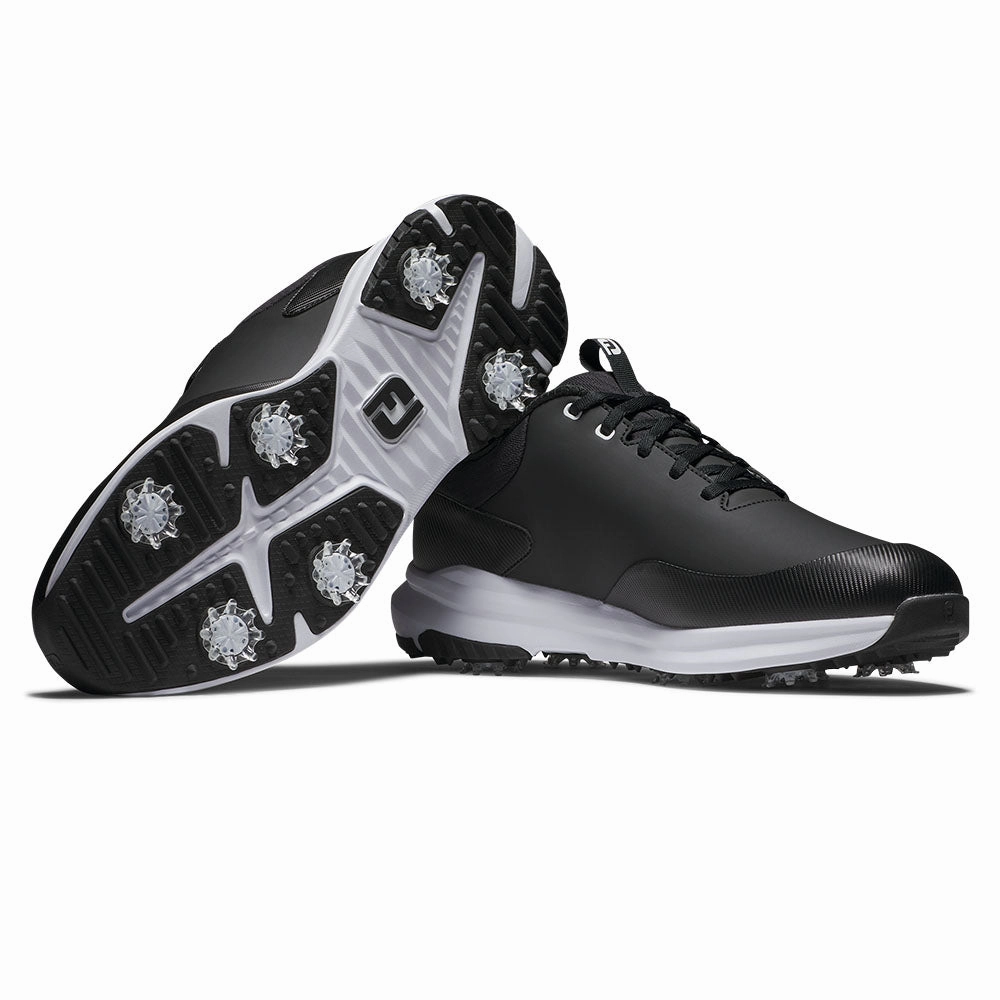 FootJoy Tour Rival Spiked Shoes - Black/White Pro Golf Traction