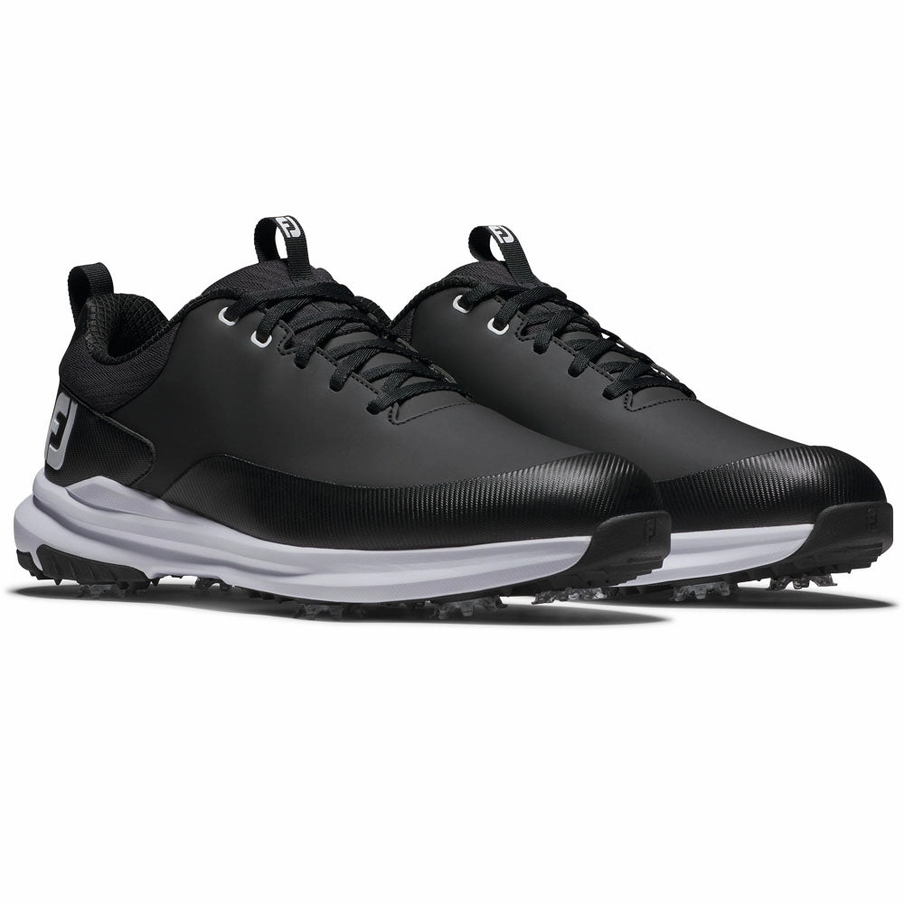 FootJoy Tour Rival Spiked Shoes - Black/White Pro Golf Traction