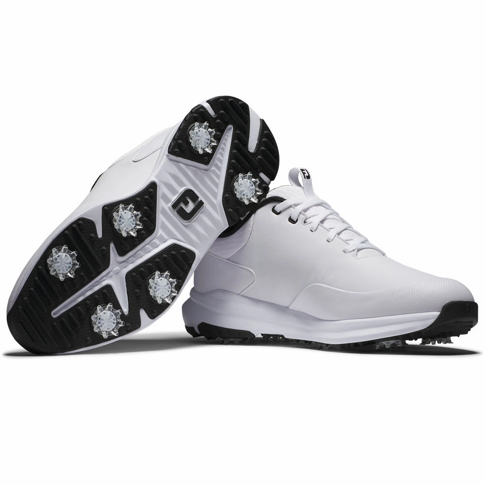 FootJoy Tour Rival Spiked Shoes - White/Black Pro Golf Traction