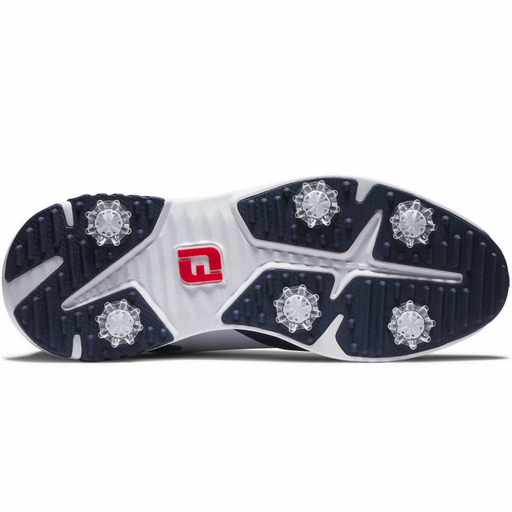 FootJoy Tour Rival Spiked Shoes - White/Navy/Red Pro Golf Traction