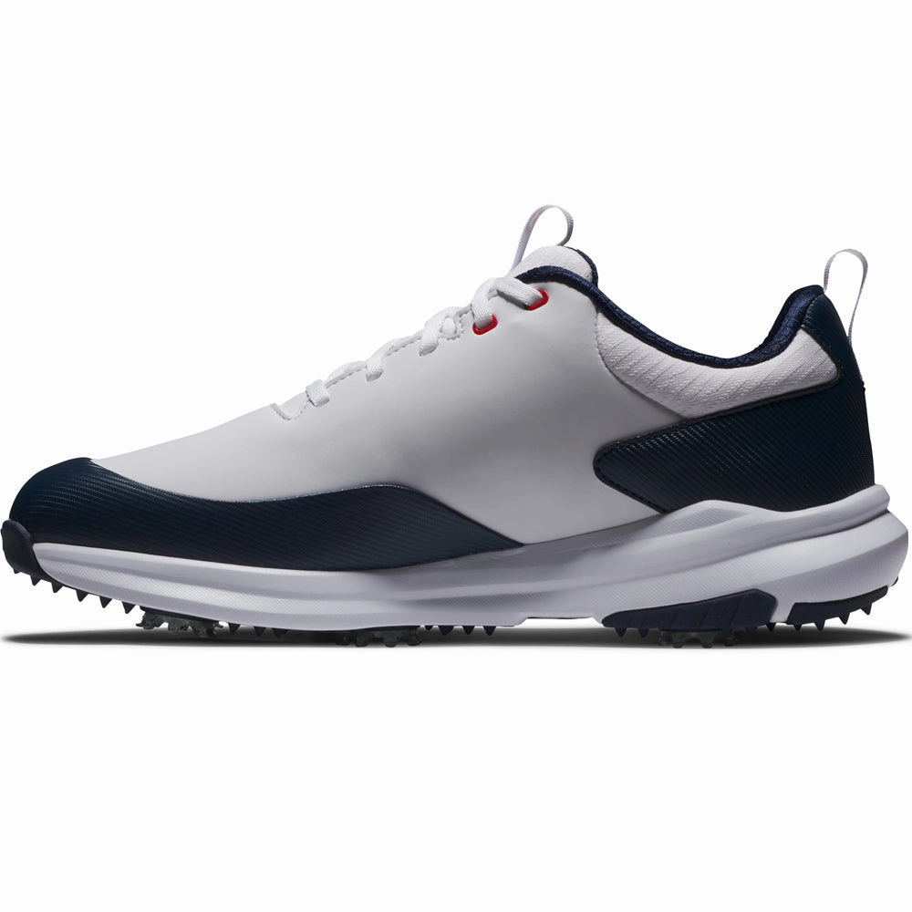 FootJoy Tour Rival Spiked Shoes - White/Navy/Red Pro Golf Traction