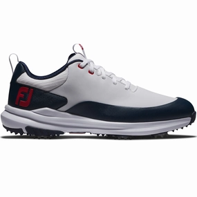 FootJoy Tour Rival Spiked Shoes - White/Navy/Red Footjoy golf footwear