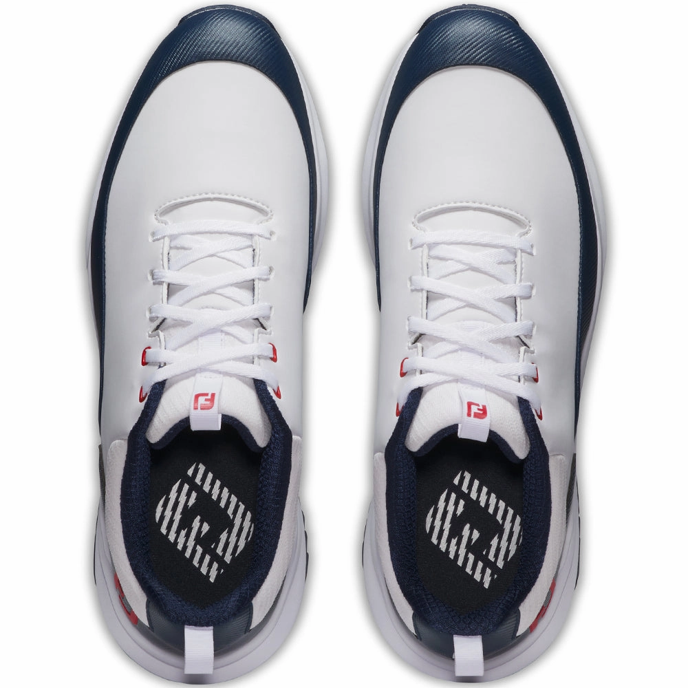 FootJoy Tour Rival Spiked Shoes - White/Navy/Red Pro Golf Traction