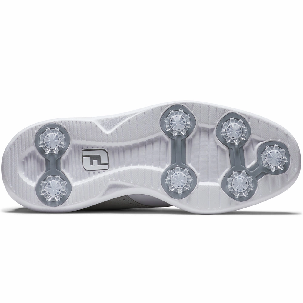 FootJoy Traditions Spiked Shoes - White/Grey/White Pro Golf Traction