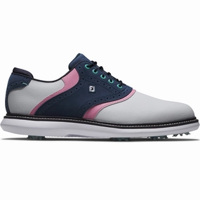 FootJoy Traditions Spiked Shoes - White/Navy/Pink Footjoy golf footwear