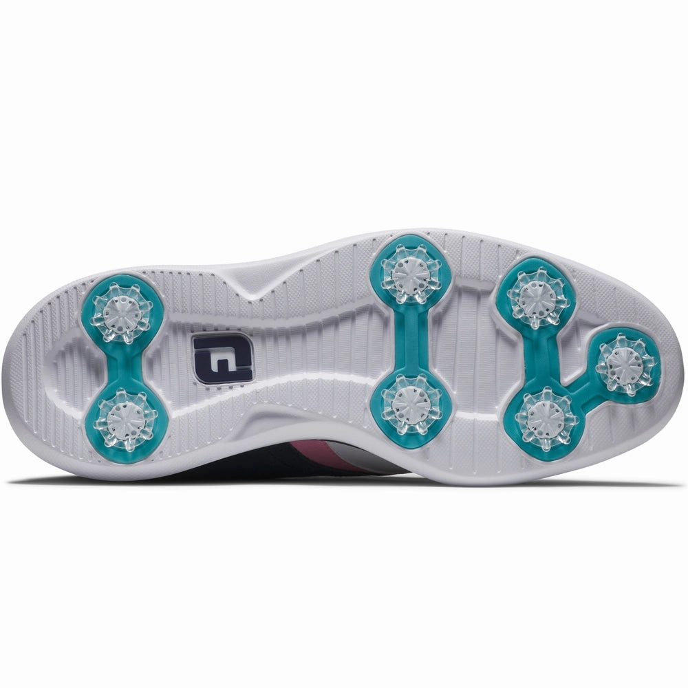 FootJoy Traditions Spiked Shoes - White/Navy/Pink Pro Golf Traction